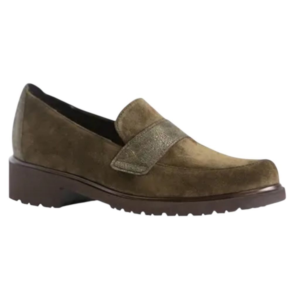 Munro Geena Loafer Size 6W Herb Suede Moc Toe Comfort Shoes Wide Fit